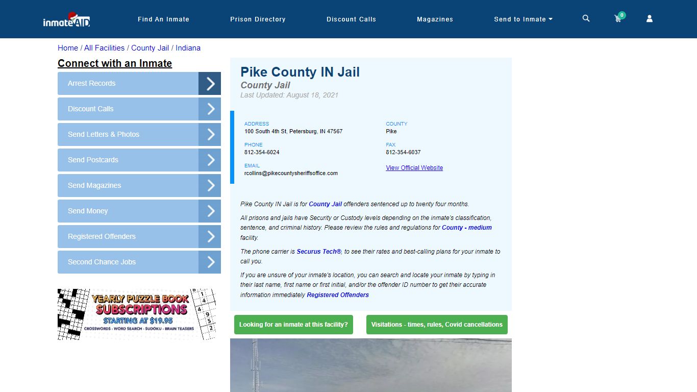 Pike County IN Jail - Inmate Locator - Petersburg, IN